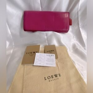 LOEWE Long Wallet Anagram Mark Pink Nappa Leather Authentic